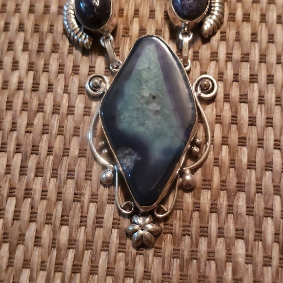 Handcrafted Solar Agate Lapis Lazuli Necklace - Picture 3 of 5